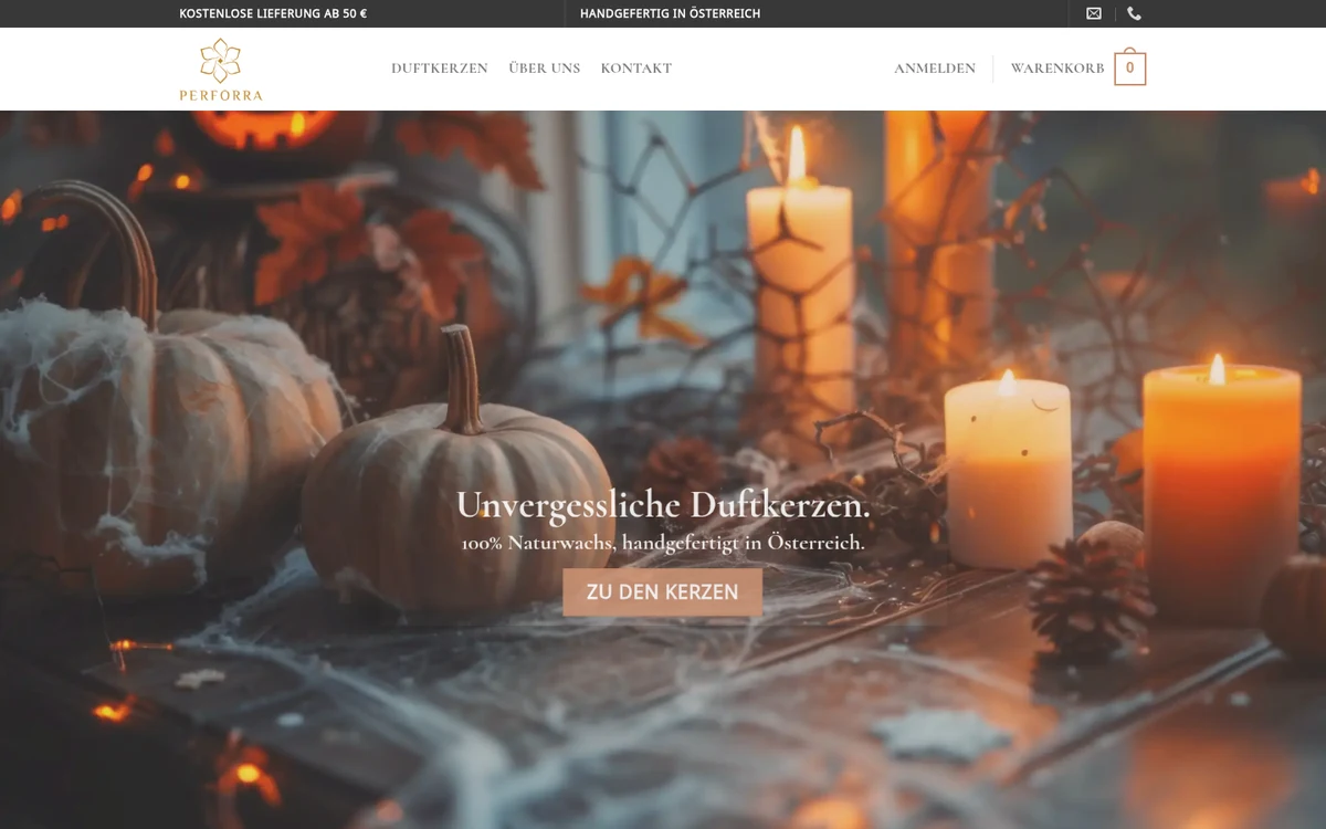 Screenshot des Online-Shops von Perforra auf WooCommerce-Basis