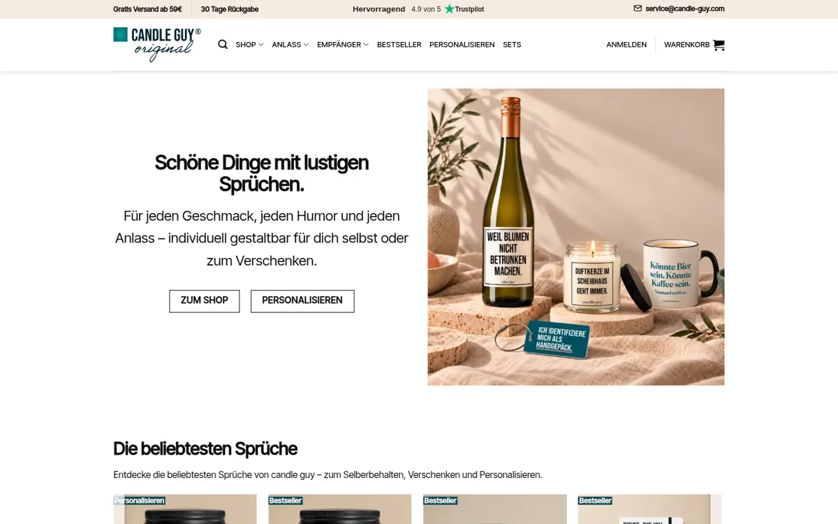 Online-Shop von candle guy